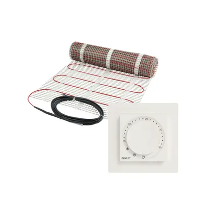Set za električno podno grijanje DANFOSS (6m2) – Termostat DEVIreg ROOM, Grijaća mrežica DEVIcomfortTM 150 (DTIR) 0,5x12,0 900W/nije za drv.podl.